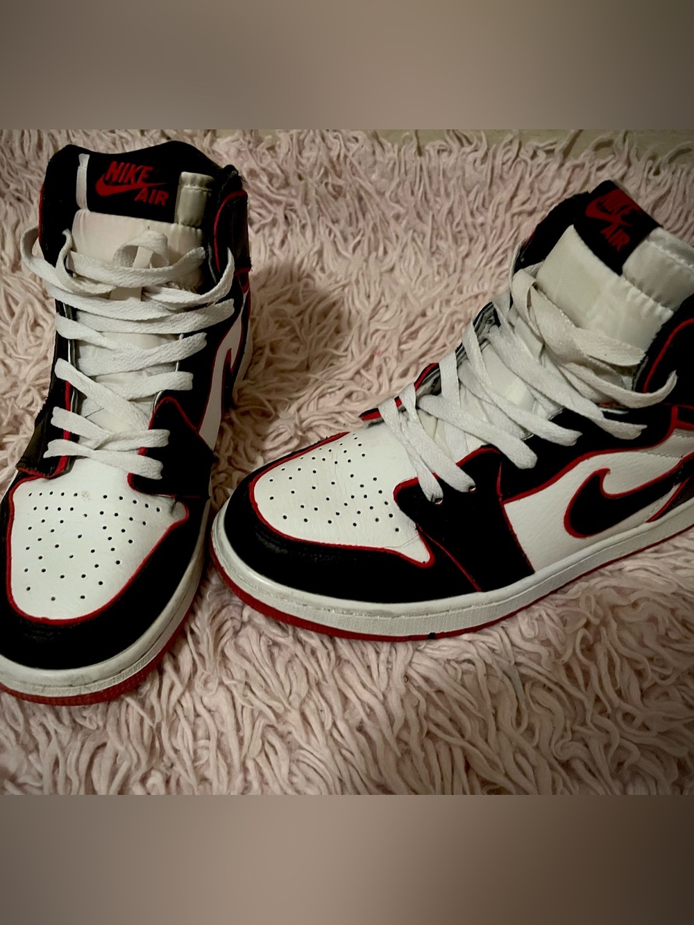 Nike Women’s High-Top Sneakers — White/Black/Red Accents
